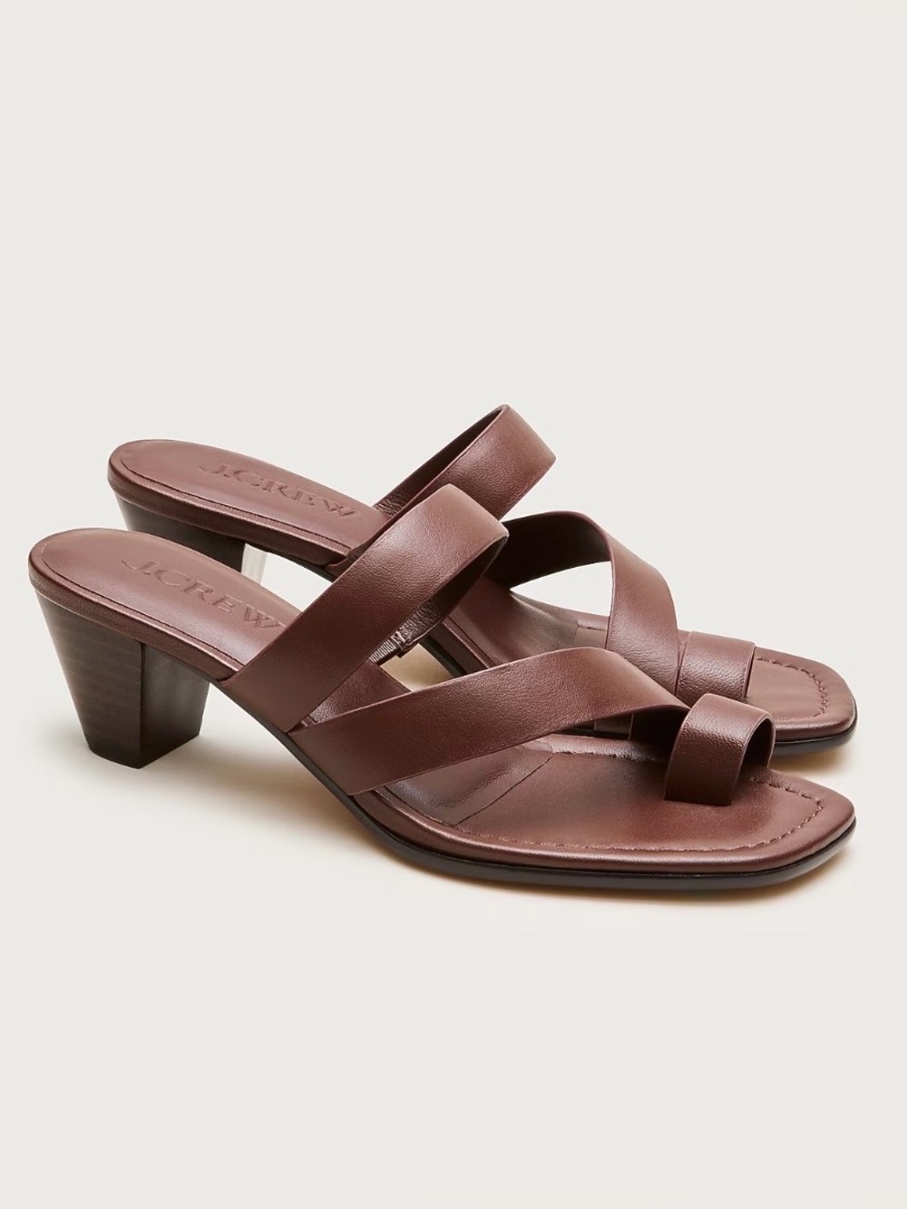 J. Crew Leather Strappy Block-Heel Mules